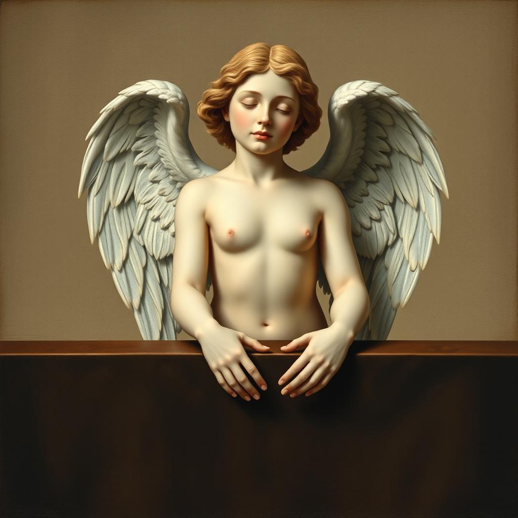 An angel sitting and resting in a renaissance art style