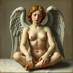 An angel sitting and resting in a renaissance art style