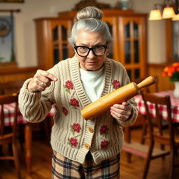 An elderly woman with an angry expression, showing her feelings strongly