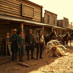 A dramatic scene from "The Tale of Altora," a Western film set in 1884, capturing the essence of the rugged frontier life