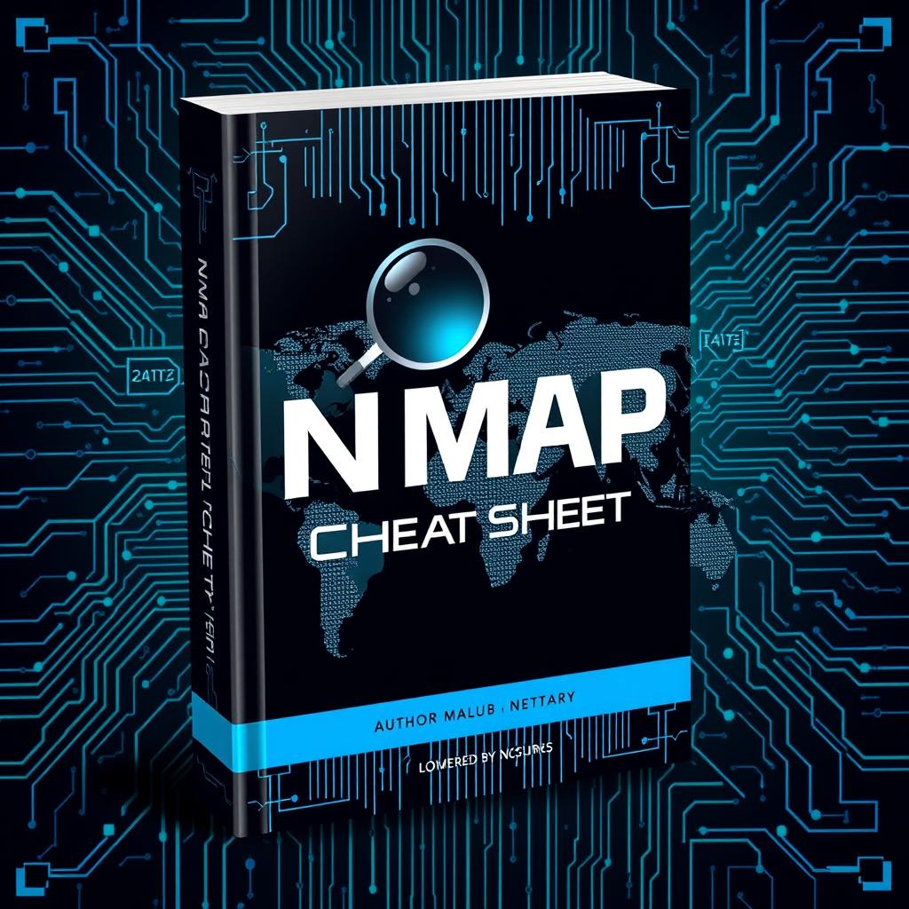 An eye-catching book cover design for an "Nmap Cheat Sheet"