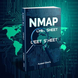 An eye-catching book cover design for an "Nmap Cheat Sheet"