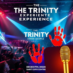 A vibrant event scene capturing "The Trinity Experience", featuring a large-scale gathering with 6,000 people