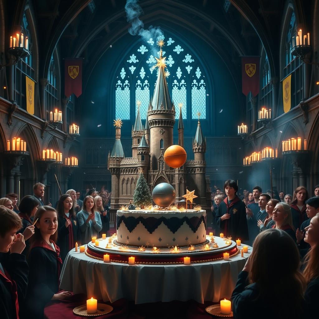 A magical Harry Potter-themed birthday celebration, set in the grand Great Hall of Hogwarts