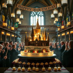 A magical Harry Potter-themed birthday celebration, set in the grand Great Hall of Hogwarts