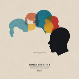 Design a striking poster showcasing the concept of intersubjectivity. Focus on expressive human silhouettes interacting, with creative symbolic representations of shared ideas, consciousness and thoughts interlinking them.