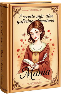 A hardcover book titled "Erzähl mir deine Geschichte Mama", featuring an elegant and heartwarming design