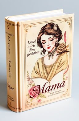 A hardcover book titled "Erzähl mir deine Geschichte Mama", featuring an elegant and heartwarming design