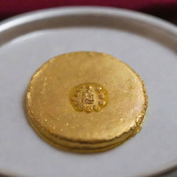 A beautiful golden coin in the process of melting, symbolizing a traditional Tamil wedding ceremony.