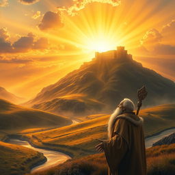 A majestic and awe-inspiring depiction inspired by Psalm 18:2 from the Bible