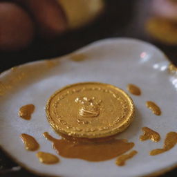 A beautiful golden coin in the process of melting, symbolizing a traditional Tamil wedding ceremony.