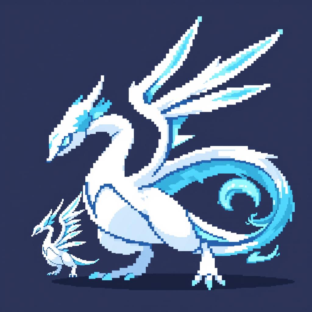 Pixel art of a new evolution of the Pokémon Lugia, designed in a compact 16x16 sprite