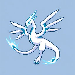 Pixel art of a new evolution of the Pokémon Lugia, designed in a compact 16x16 sprite