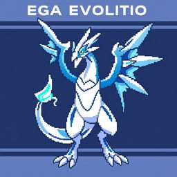 Mega Evolution of Lugia in pixel art style, designed with a 16 x 16 grid