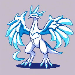 Mega Evolution of Lugia in pixel art style, designed with a 16 x 16 grid