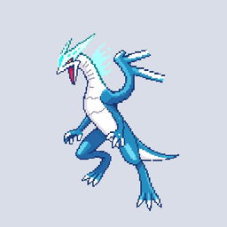 Mega Evolution of Lugia in pixel art style, designed with a 16 x 16 grid