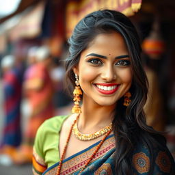 A captivating portrait of a beautiful Indian woman exuding warmth and confidence