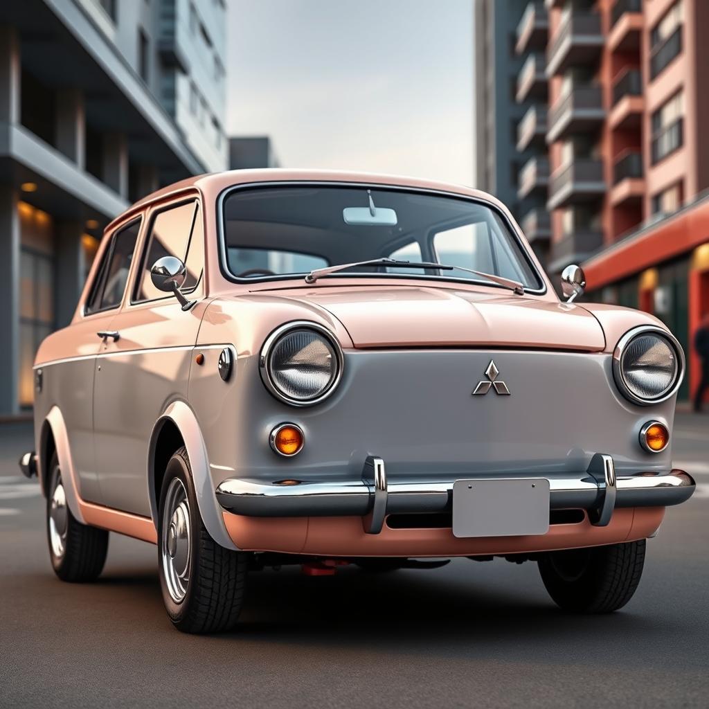 A modern retro version of the 1962 Mitsubishi Colt, featuring sleek and stylish design elements inspired by the classic car