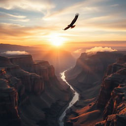 A stunning aerial photograph capturing the vast majesty of the Grand Canyon at sunrise