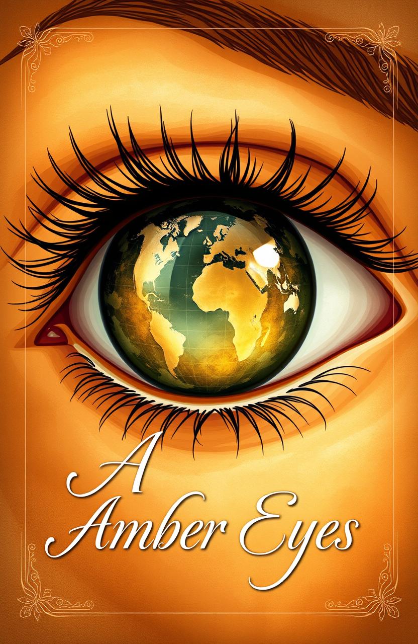 A captivating book cover illustration for a poetry book titled 'Amber Eyes'