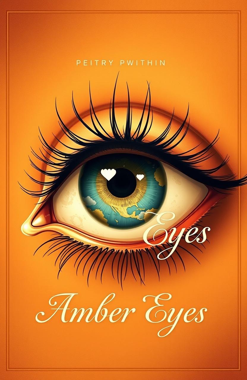 A captivating book cover illustration for a poetry book titled 'Amber Eyes'