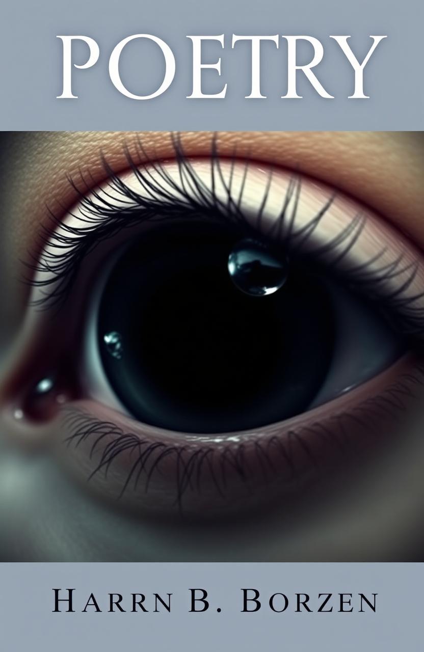 A poetry book cover featuring a single eye that contains a swirling black hole at its center