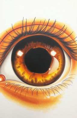 a captivating drawing of an amber eye, the pupil transformed into a swirling black hole, capturing the viewer's attention with a mesmerizing pull