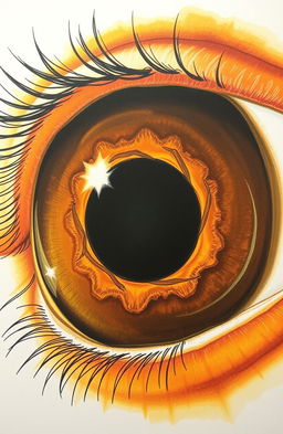 a captivating drawing of an amber eye, the pupil transformed into a swirling black hole, capturing the viewer's attention with a mesmerizing pull