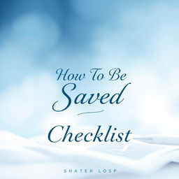 A captivating ebook cover for 'How To Be Saved Checklist', featuring a calming background with soft blue and white tones