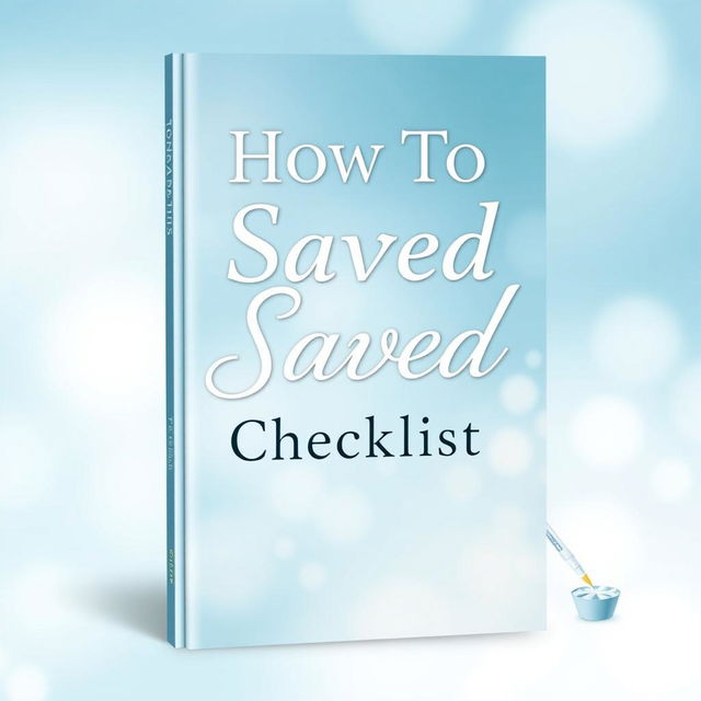 A captivating ebook cover for 'How To Be Saved Checklist', featuring a calming background with soft blue and white tones