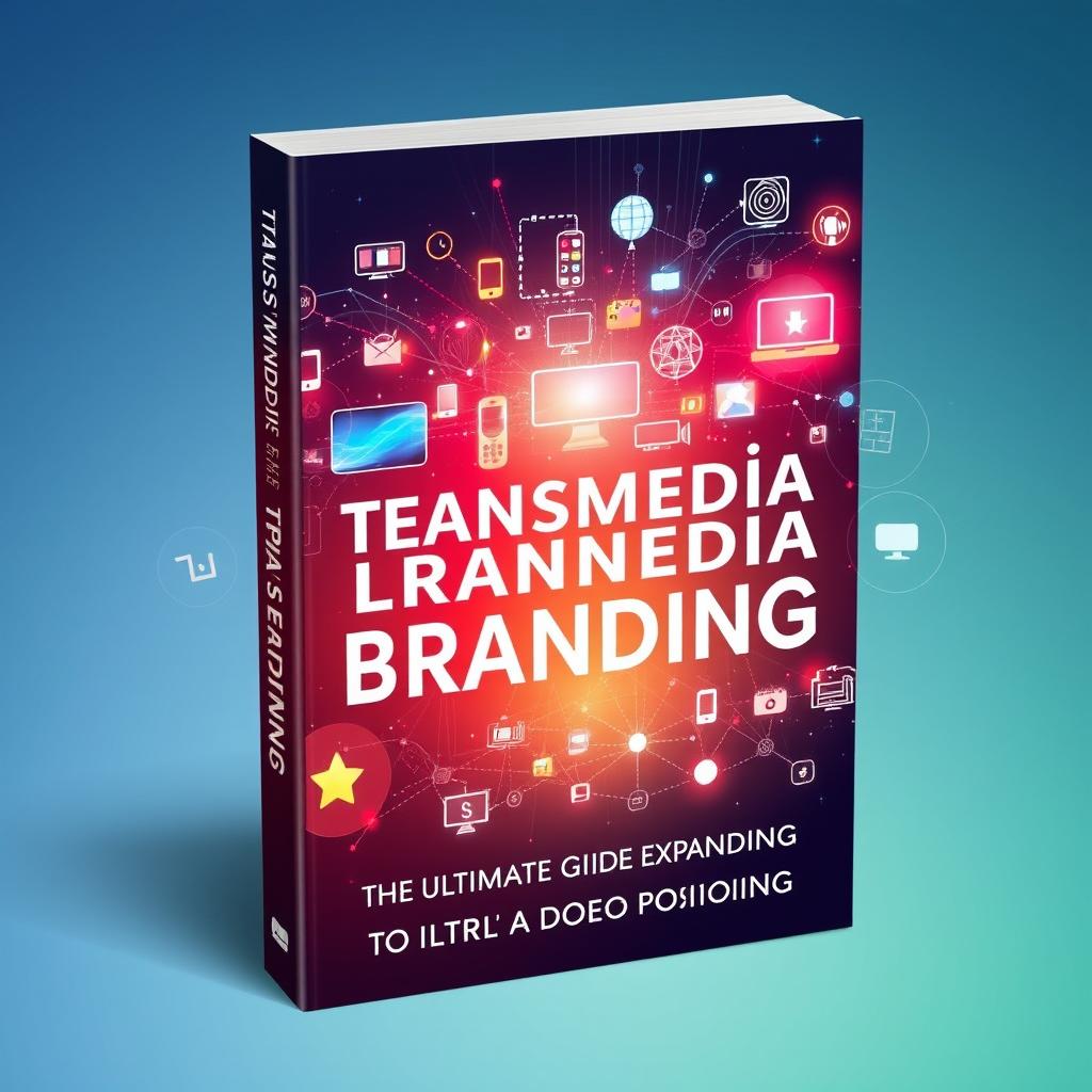 A visually captivating book cover design for "Transmedia Branding: The Ultimate Guide to Brand Positioning