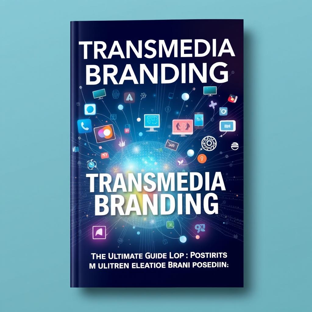 A visually captivating book cover design for "Transmedia Branding: The Ultimate Guide to Brand Positioning