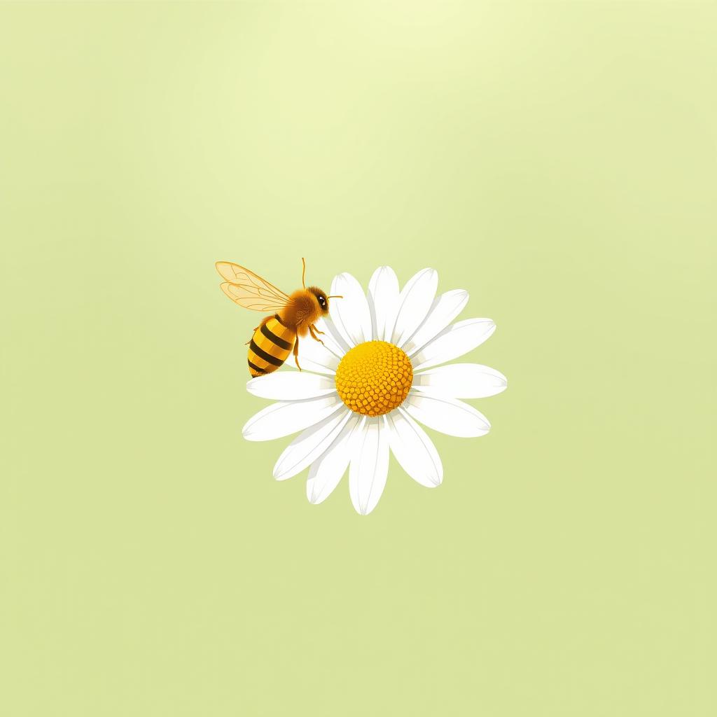 A logo design featuring a chamomile flower and a bee