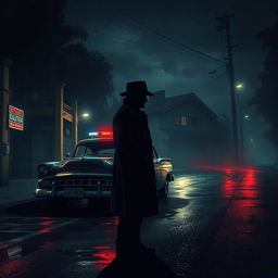 A haunting and mysterious scene illustrating a crime thriller atmosphere