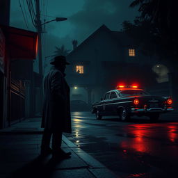 A haunting and mysterious scene illustrating a crime thriller atmosphere