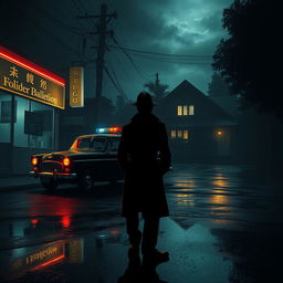 A haunting and mysterious scene illustrating a crime thriller atmosphere