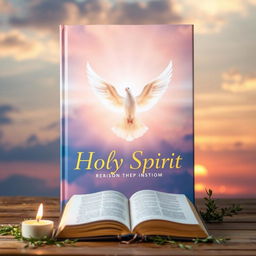 A captivating book cover featuring the Holy Spirit depicted as a radiant dove surrounded by a soft, ethereal glow