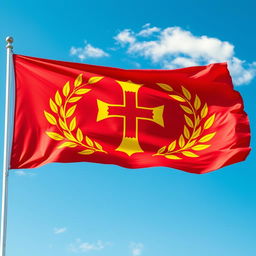 A flag symbolizing Occitan freedom, featuring the Occitan cross prominently in the center