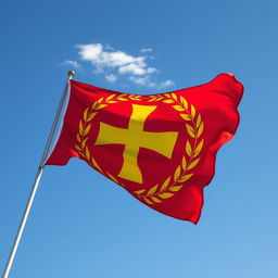 A flag symbolizing Occitan freedom, featuring the Occitan cross prominently in the center