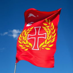 A flag symbolizing Occitan freedom, featuring the Occitan cross prominently in the center