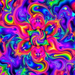 A mesmerizing psychedelic wallpaper featuring a kaleidoscope of vibrant colors and intricate patterns