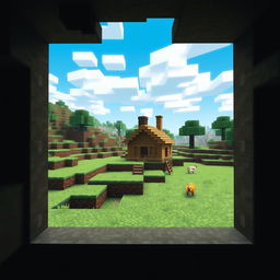 A nostalgic scene inside a Minecraft world from version 1