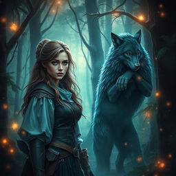 Alexa Lennox, a fierce huntress trained to protect the world, stands in a dense, mystical forest