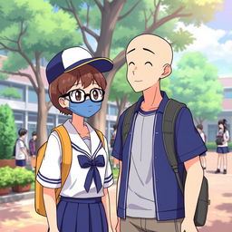 An animated scene featuring two people standing and talking