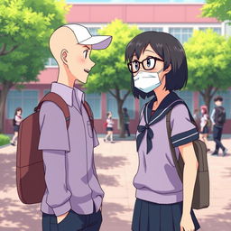 An animated scene featuring two people standing and talking