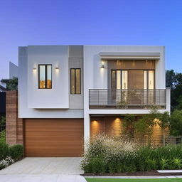 An elegantly designed house elevation showcasing architectural depth and interesting details.