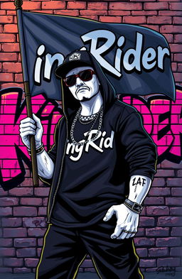 A hip hop-themed artwork featuring a gangster character styled like a Grand Theft Auto video game character