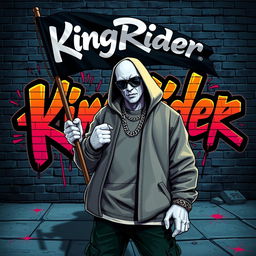 A hip hop-themed artwork featuring a gangster character styled like a Grand Theft Auto video game character