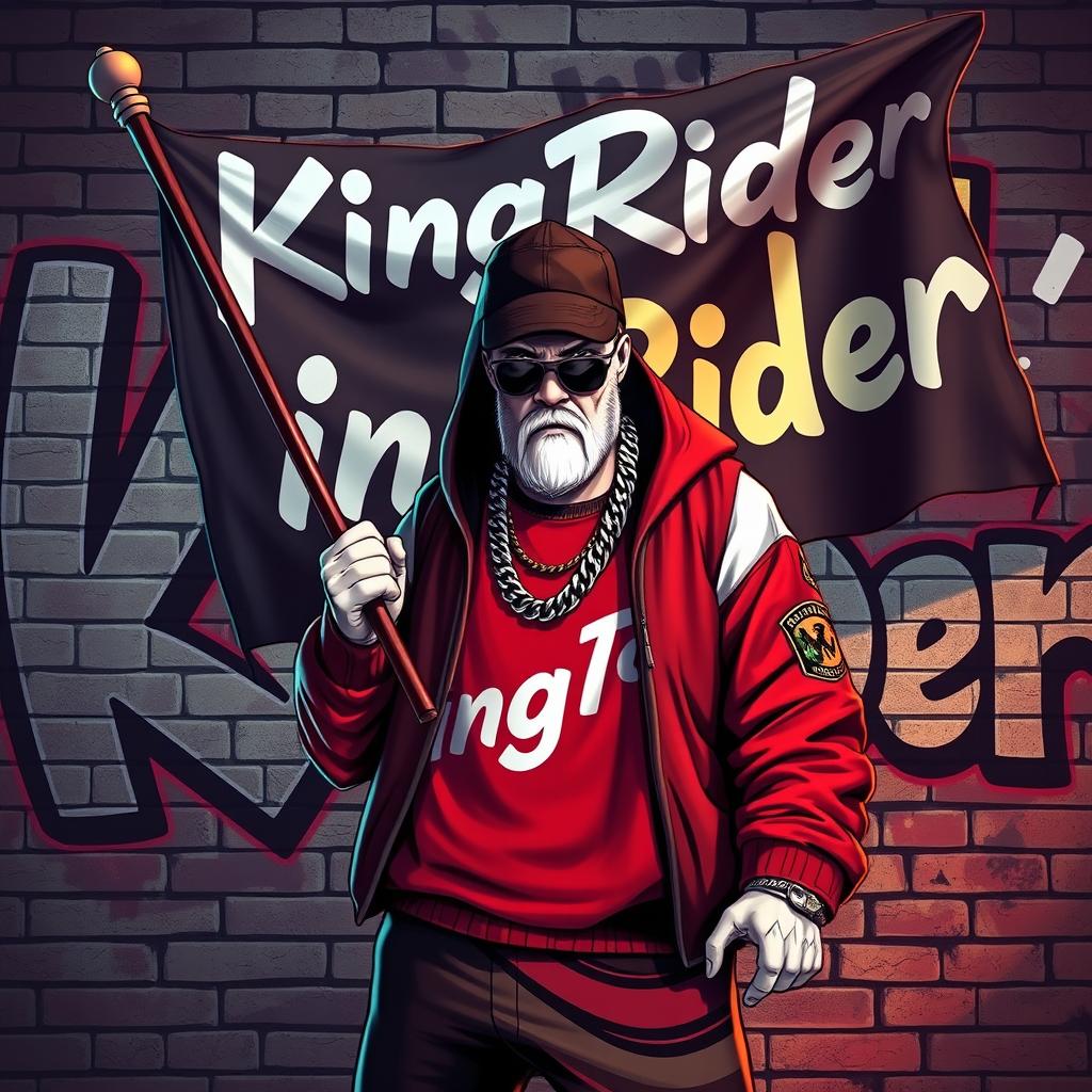 A hip hop and modern-themed artwork featuring a gangster character styled like a Grand Theft Auto video game character