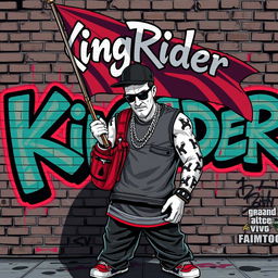 A hip hop and modern-themed artwork featuring a gangster character styled like a Grand Theft Auto video game character